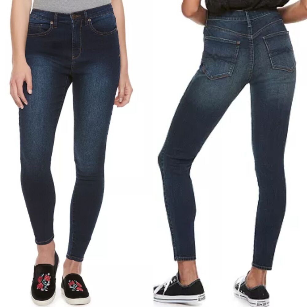 Mudd FLX Stretch High Rise Jeggings Skinny Denim Dark Wash Size 1 Stretch Comfy